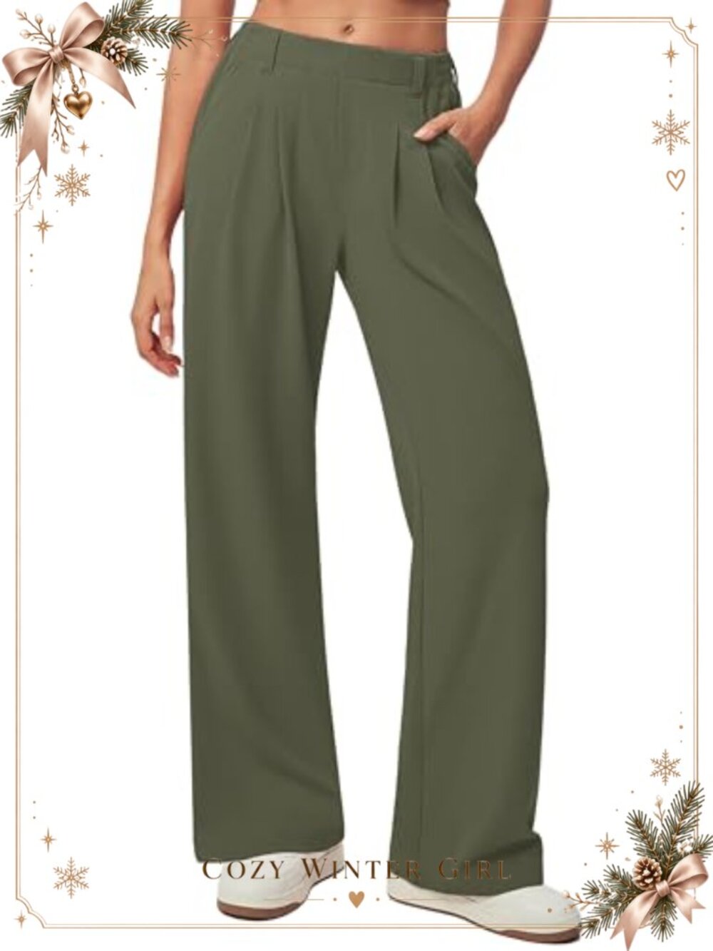 Waffle Knit Wide Leg Palazzo Trousers High Waisted Pull On with Pockets